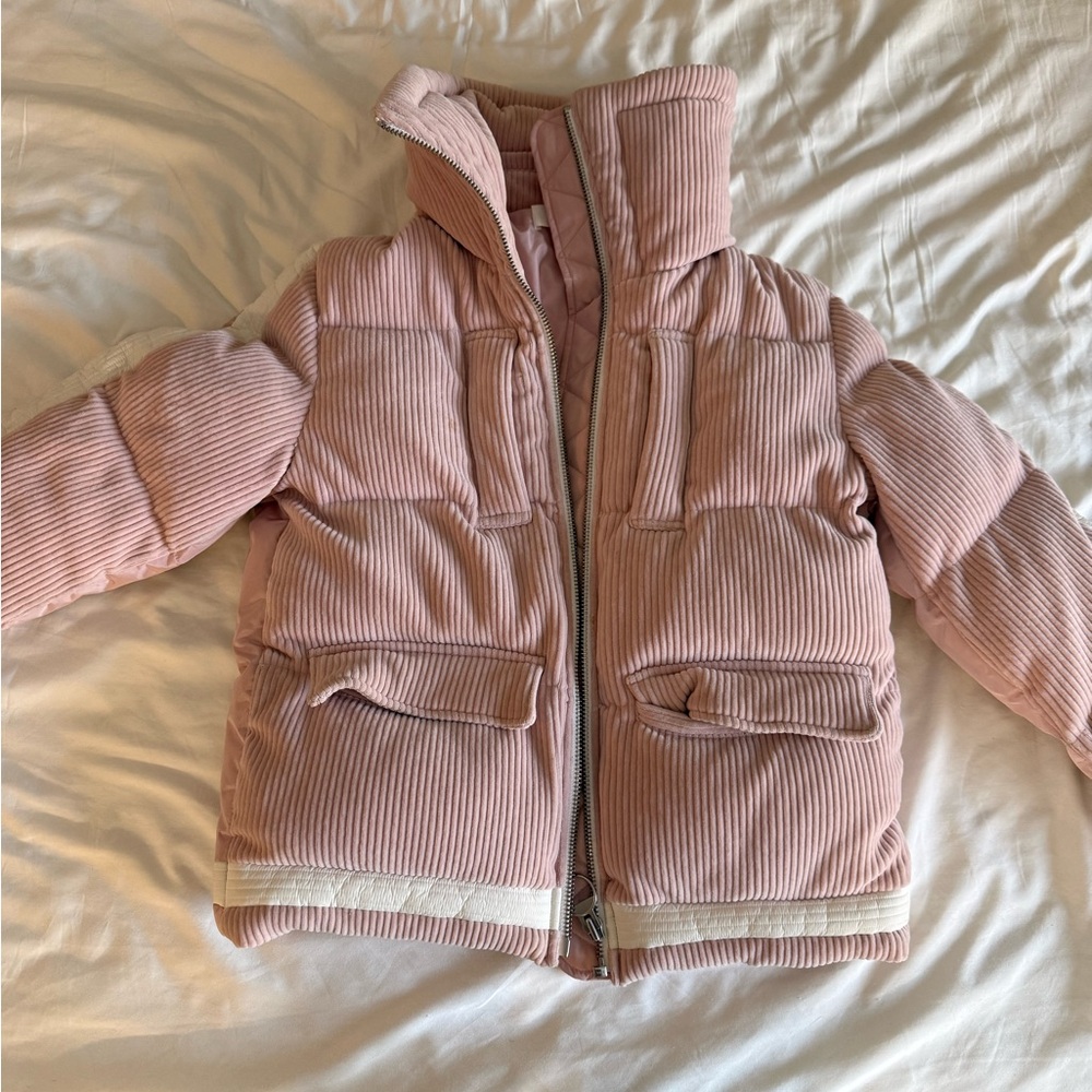 Cozy Pink Corduroy Jacket with hidden hat super warm vintage
